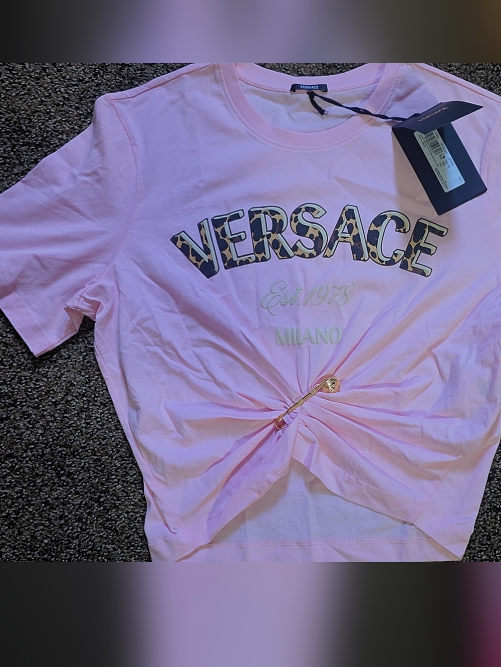 NWT VERSACE PINK CROP TEE